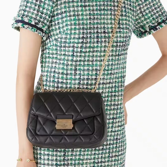 Kate Spade Carey Small Quilted Flap Shoulder Bag Black - Picture 3 of 6